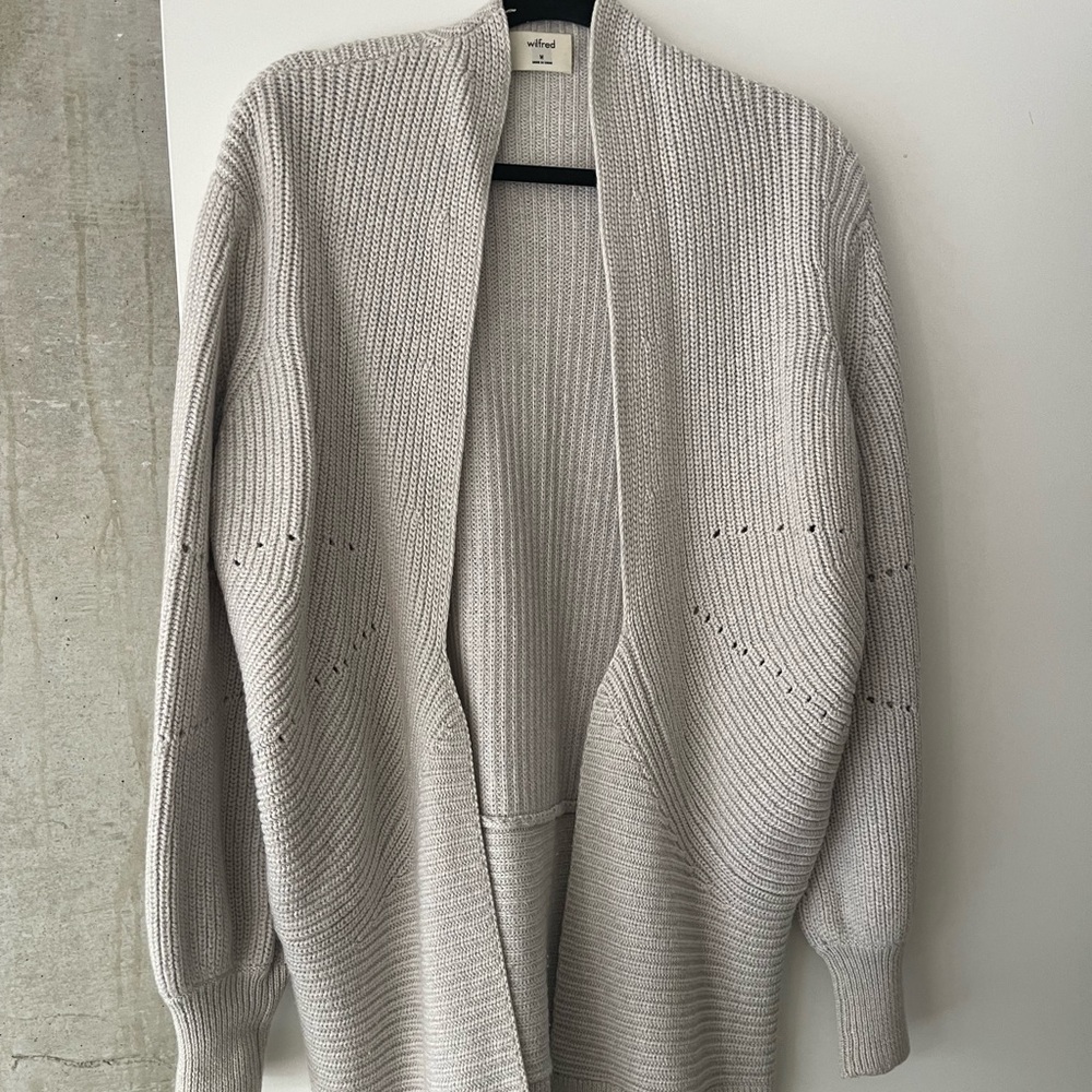 Wilfred Grey Knit Grandfather Sweater
